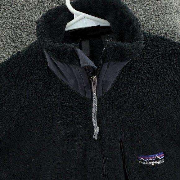 Patagonia Women Jacket Black Full Zip Fuzzy Soft Small USA Made Big Pockets - Picture 15 of 16